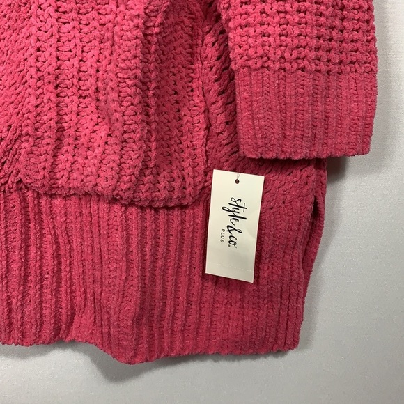 Style & Co Chenille Pink Bubble Gum Knit Cardigan - Picture 4 of 5
